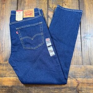 Levis 502 Taper Mens Dark Wash Stretch Denim Jeans 36x32 Blue 29507-3197 NWT